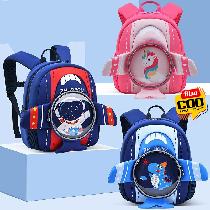 ZM BABY Tas Sekolah Astronot Pesawat Unicorn